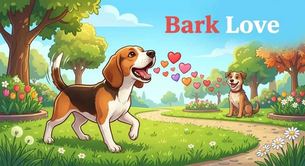 Dog barking heart shapes