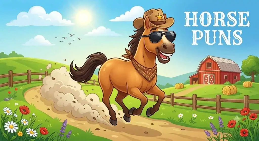 Funny horse running happily