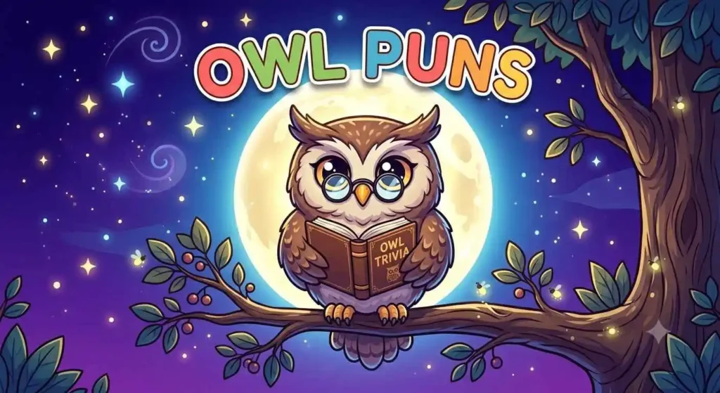 Cute owl night scene