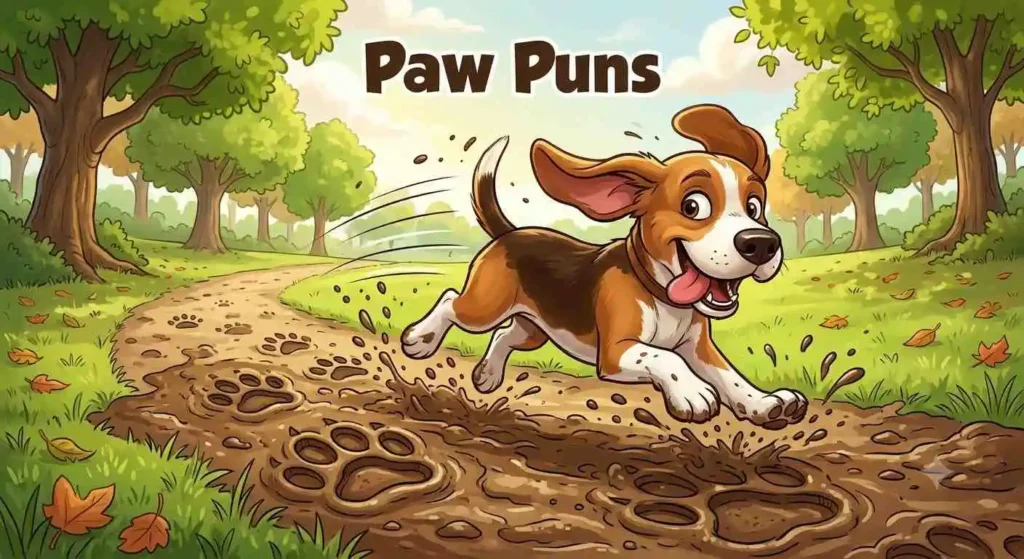 Puppy with muddy paws running