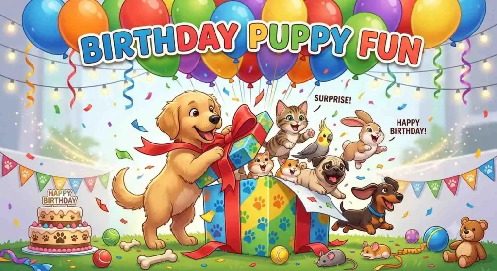 Puppy birthday surprise party