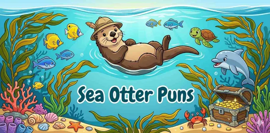 Funny sea otter ocean adventure cartoon