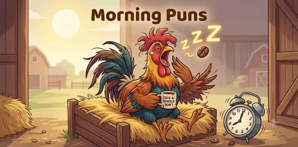Sleepy rooster waking up late