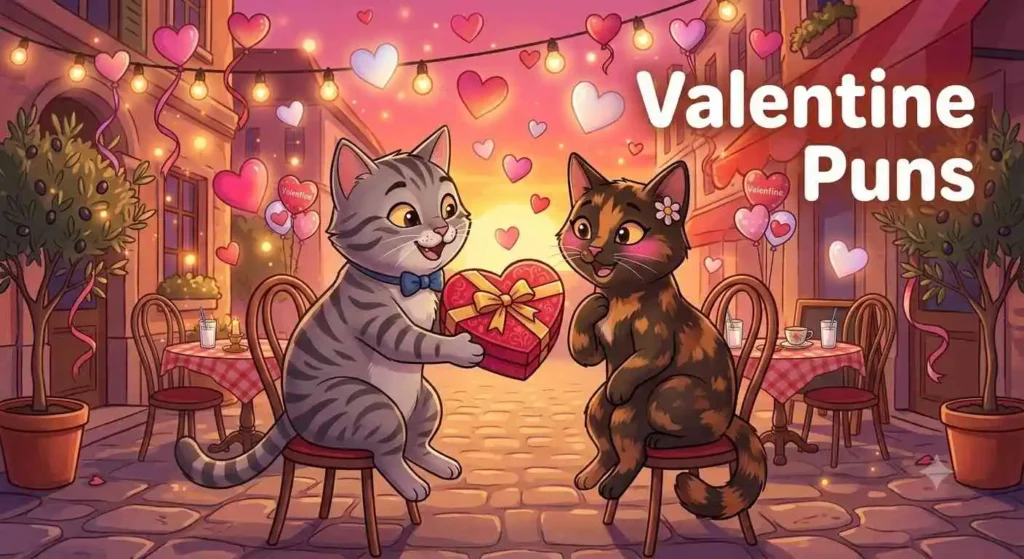 cat giving valentine gift