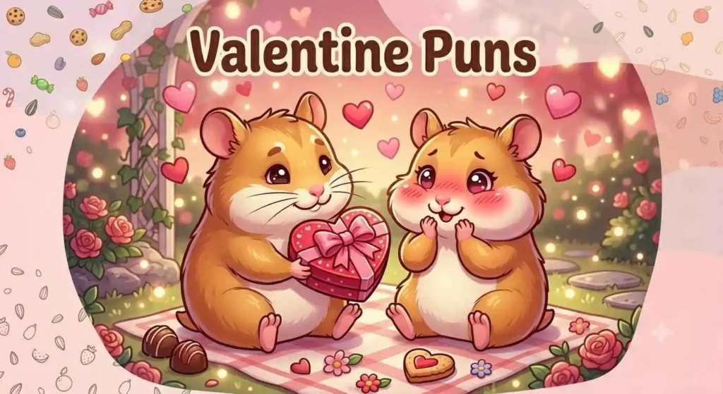 Hamsters holding heart gift