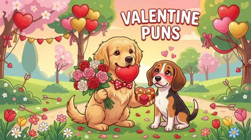 Valentine puppy with roses
