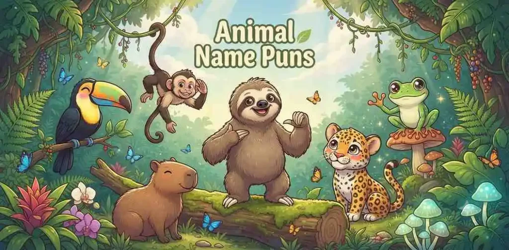 Sloth with jungle friends