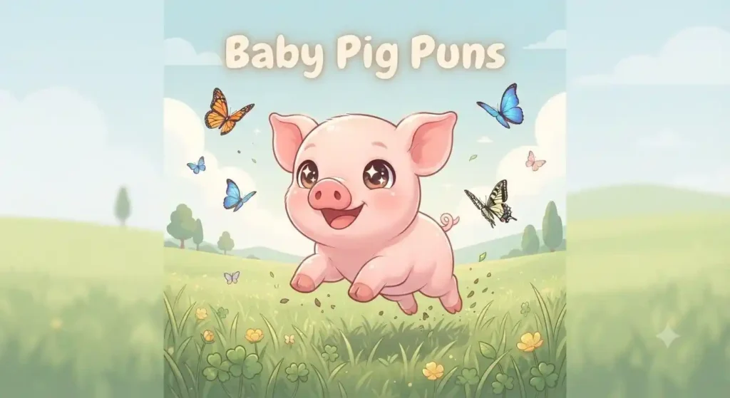 Cute baby pig playing happily