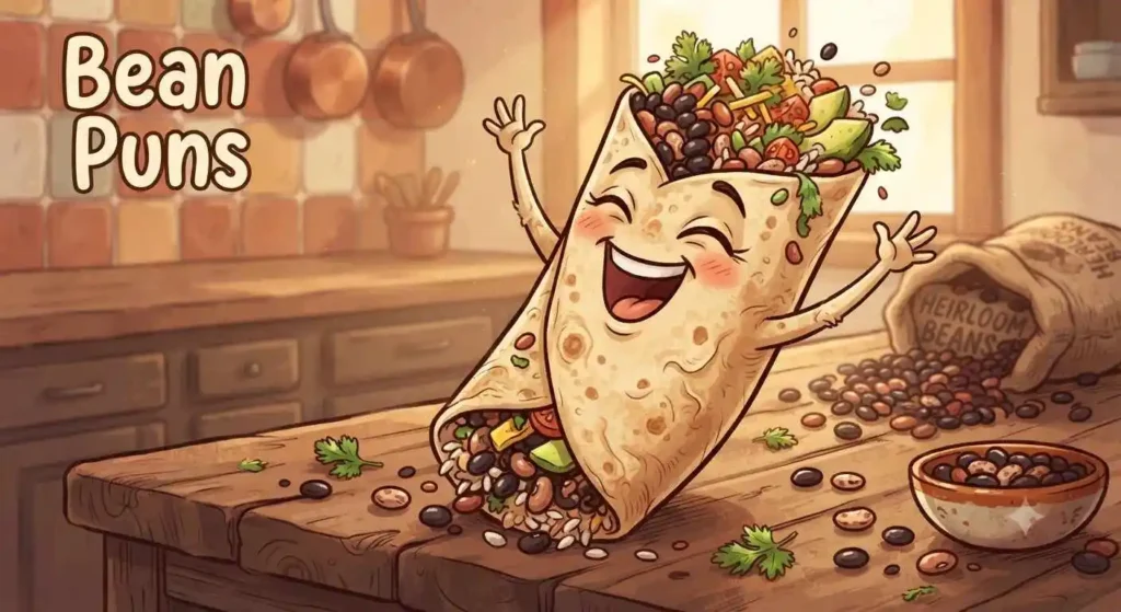 Cartoon bean burrito laughing hard