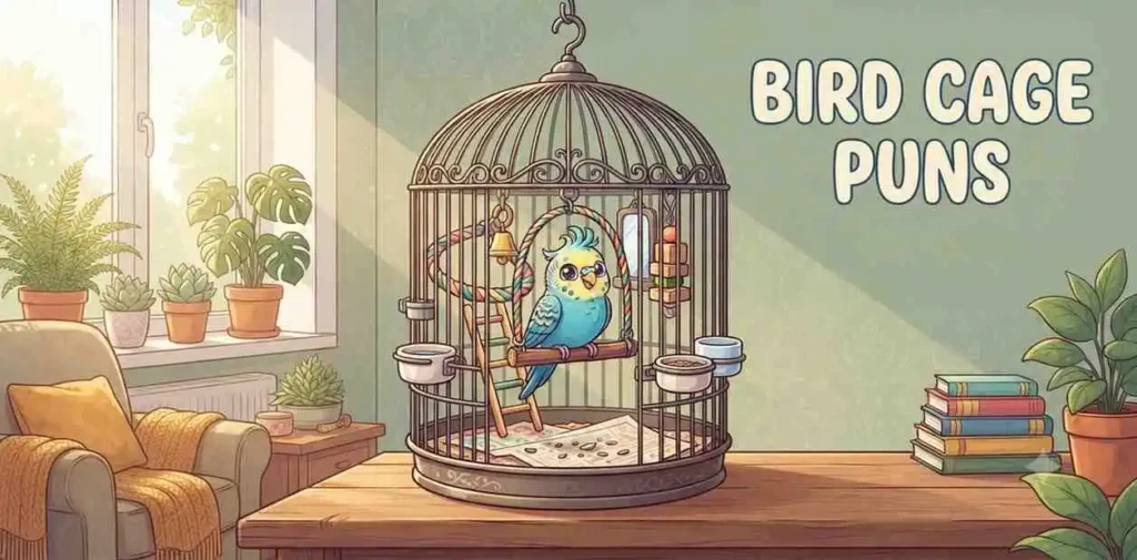 Parrot inside decorated bird cage