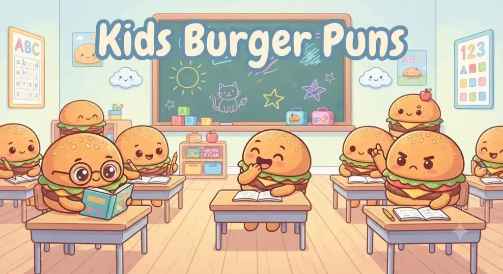 Cute burger character playing happily