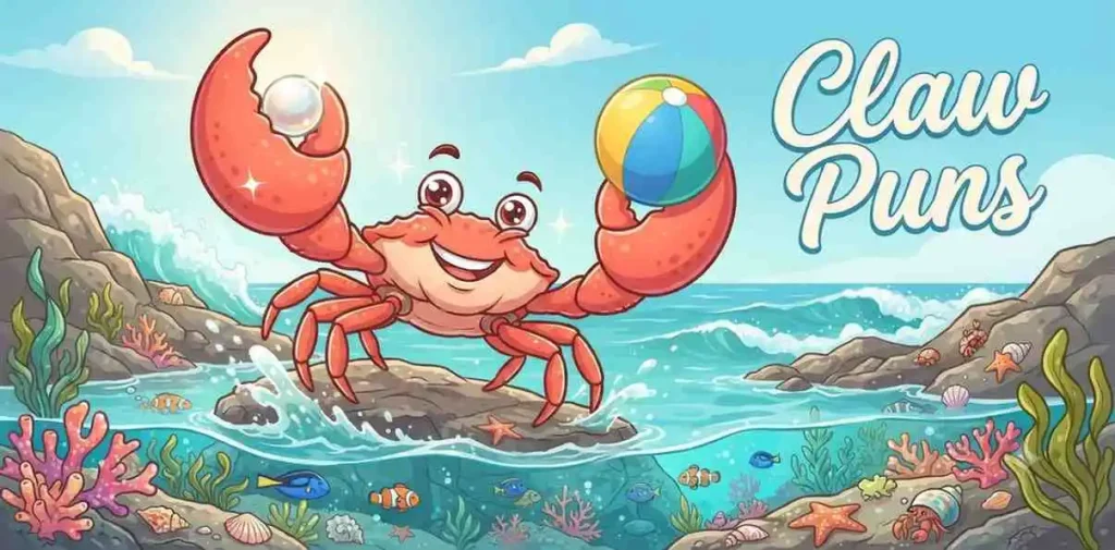 Happy crab holding claw