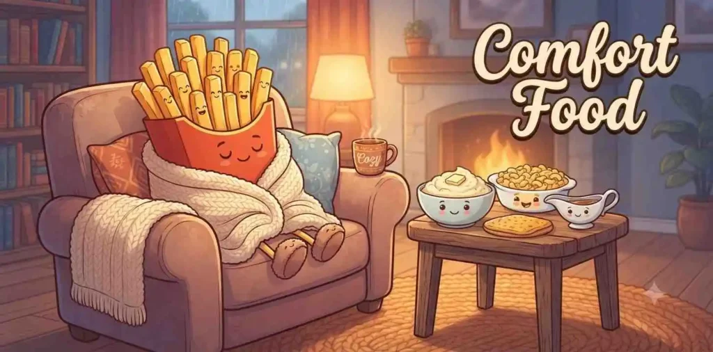 Cozy comfort food smiling
