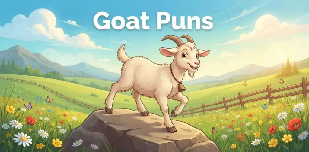Playful goat on hillside