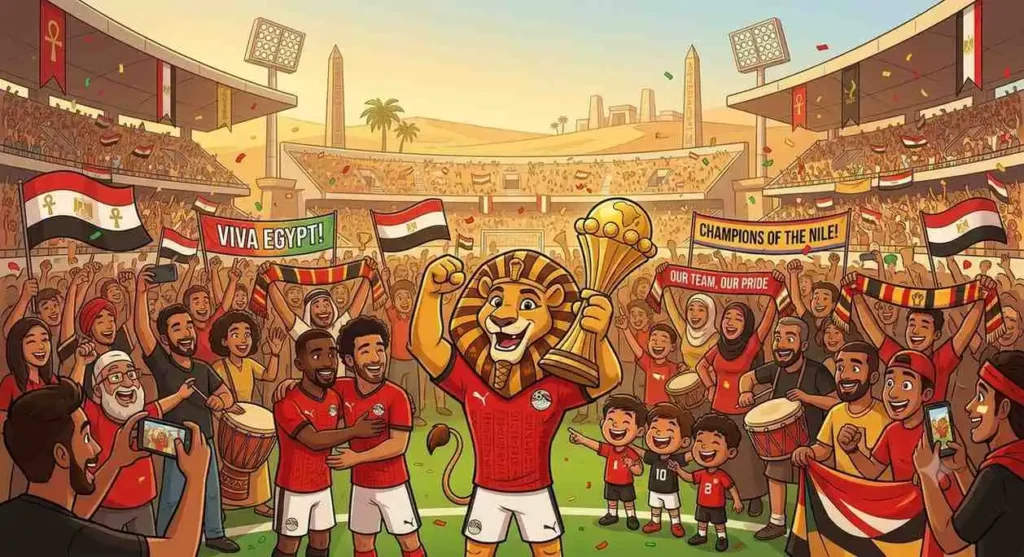 Egypt football fans celebrating together