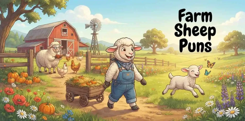 Playful sheep on farm