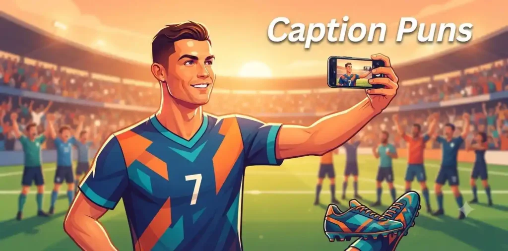 Football player taking selfie on field