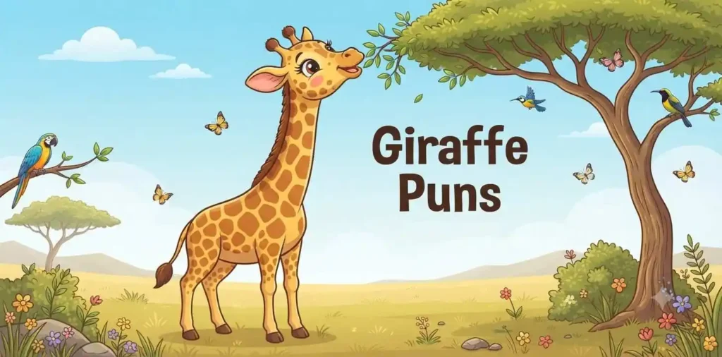 Smiling giraffe eating leaves