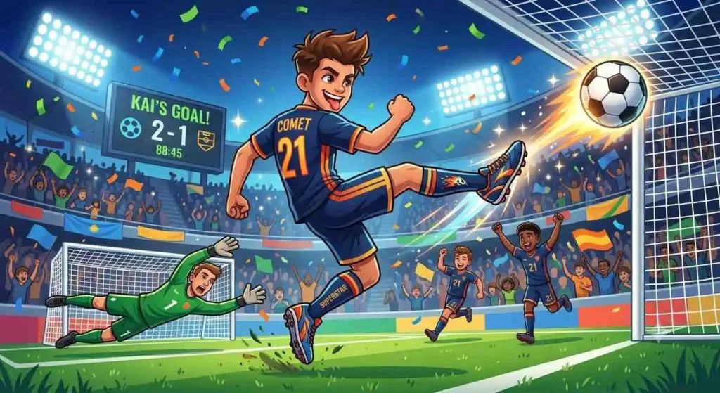 player scoring football goal
