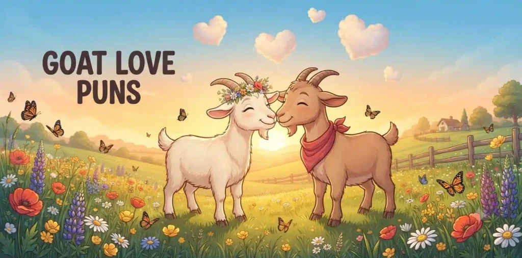 Two goats sharing hearts