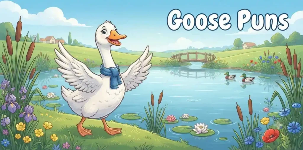 Goose beside peaceful pond