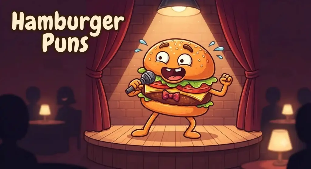 Cartoon hamburger making funny expression