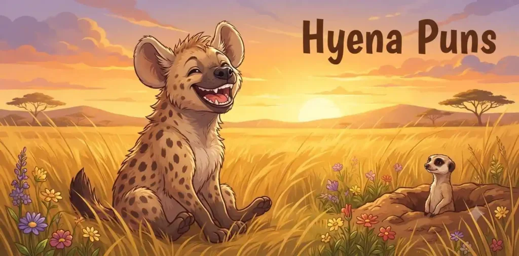 Laughing hyena in grassland