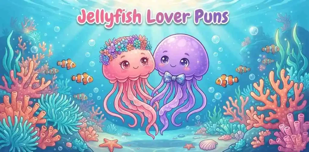 Two cute jellyfish in love