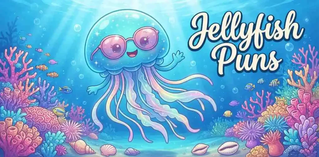 Happy jellyfish floating underwater
