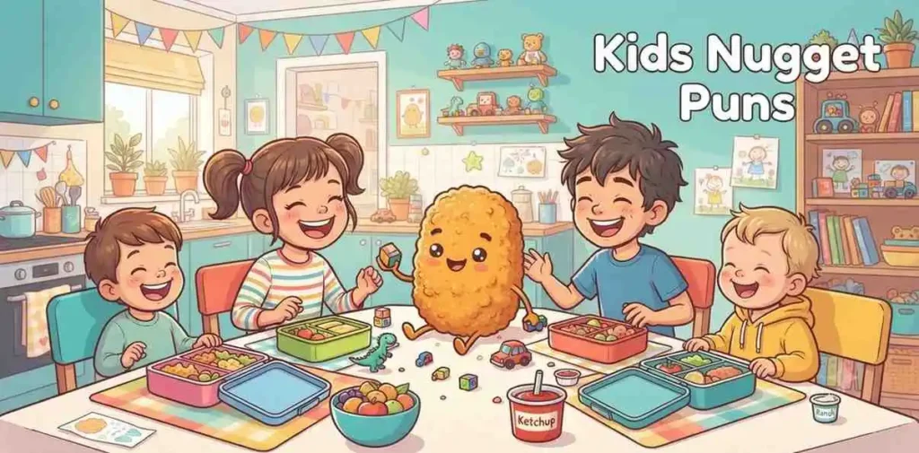 Kids enjoying chicken nugget meal