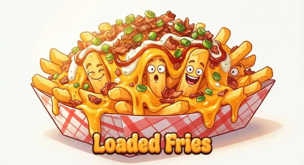 Loaded fries with cheese and toppings