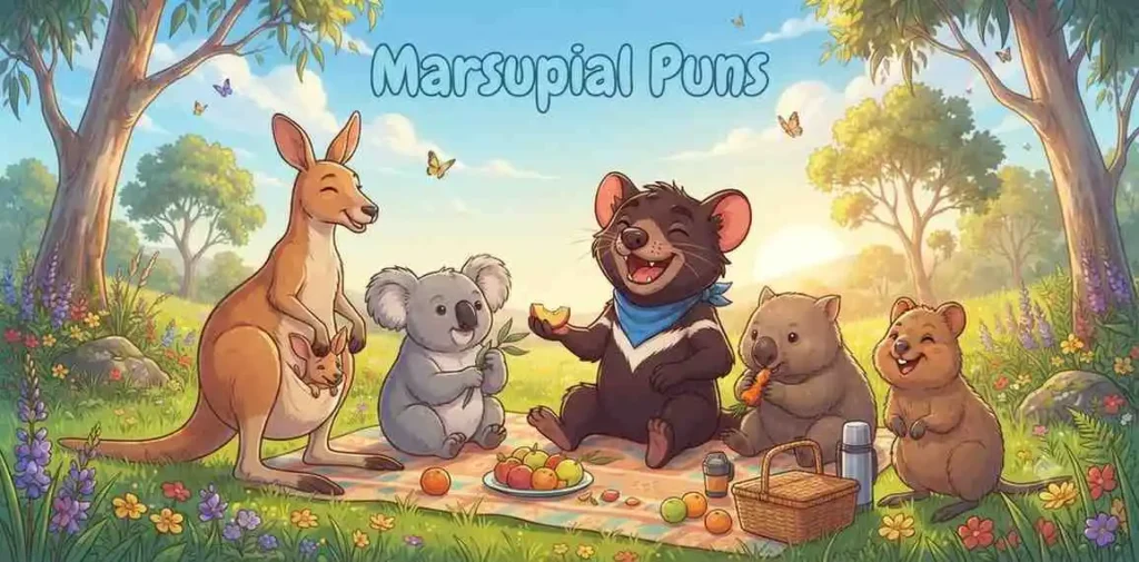 Friendly marsupials smiling together