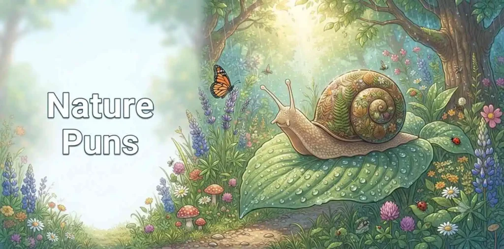 Snail among flowers and plants