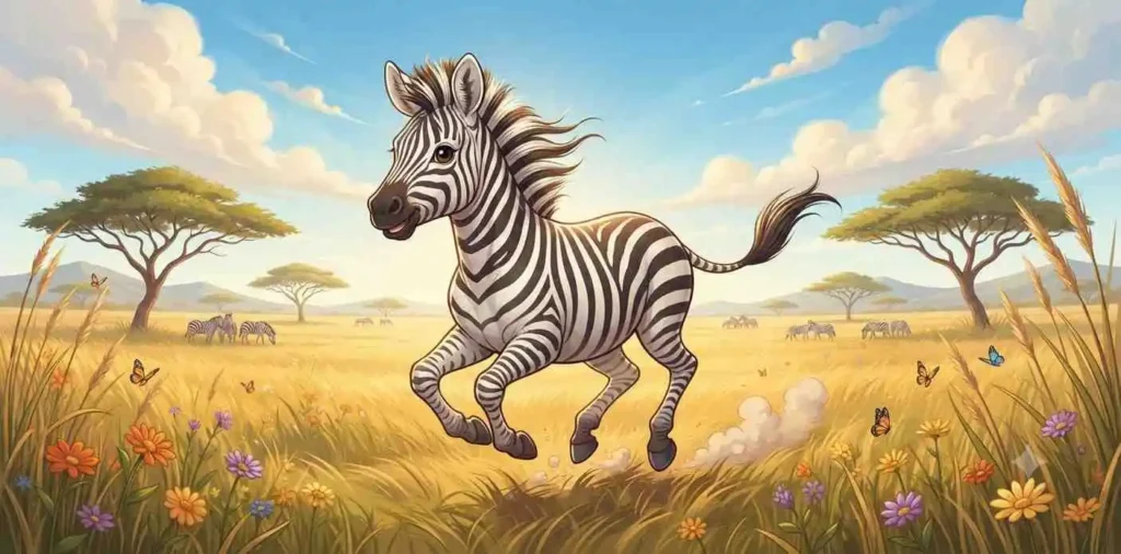Playful plains zebra running