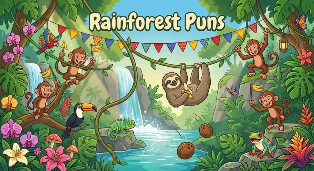 Colorful rainforest animals smiling