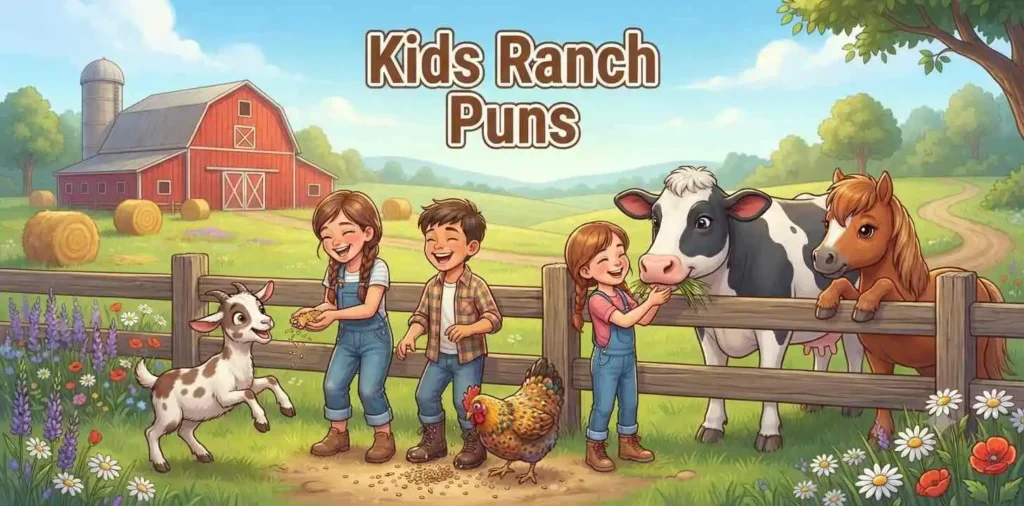 Kids visiting friendly ranch animals