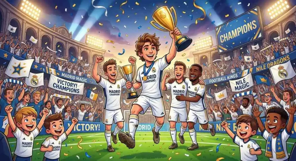 Football fans celebrating Madrid victory