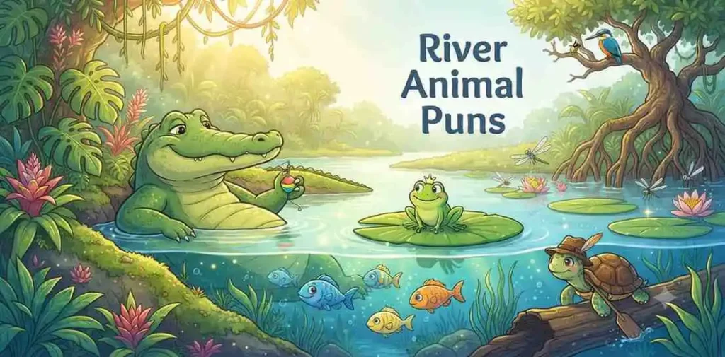 Alligator with river animals
