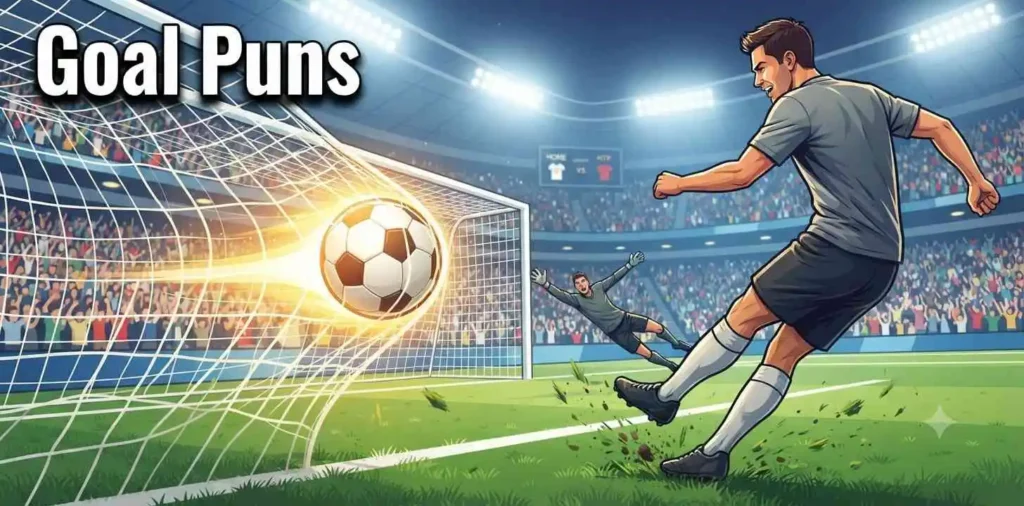 Football player scoring powerful goal