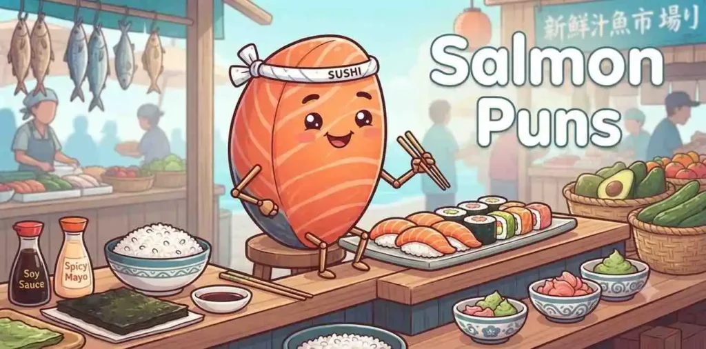 Funny salmon sushi