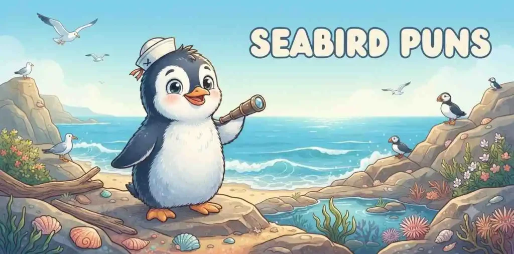 Penguin near ocean waves