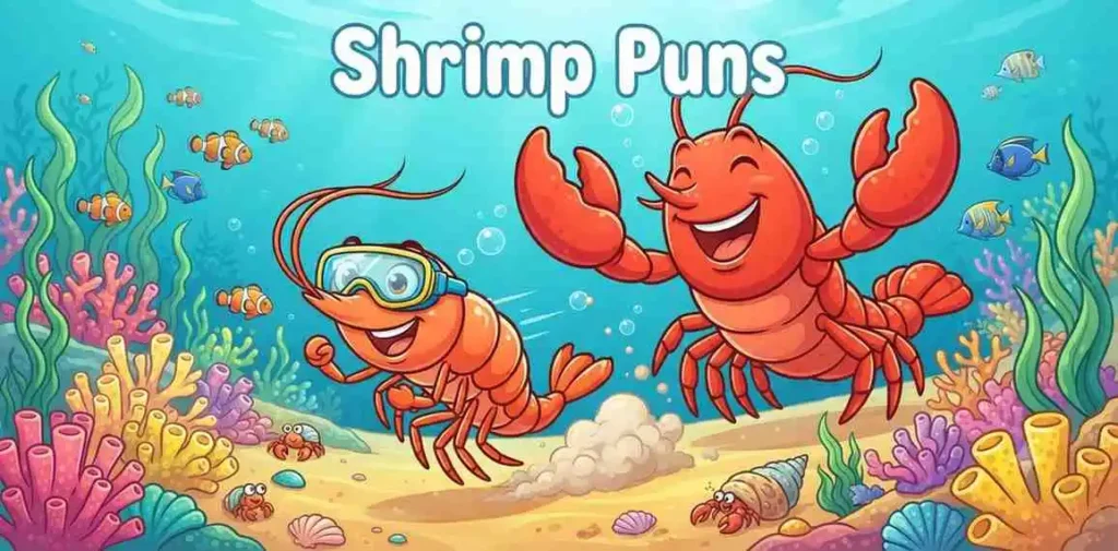 Funny shrimp and lobster friends