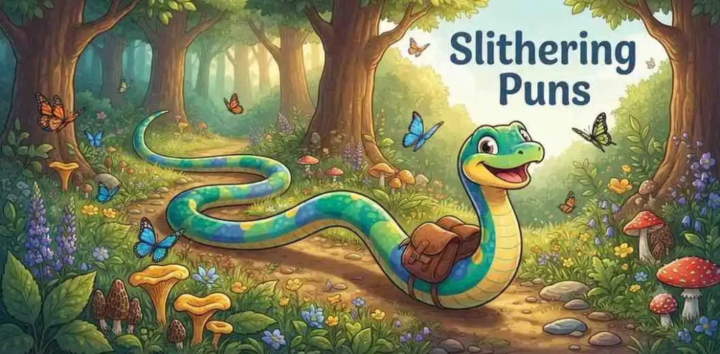 Funny snake exploring outdoors