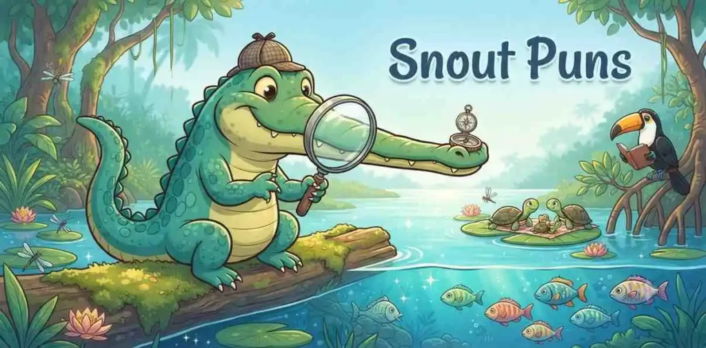 Funny alligator showing big snout