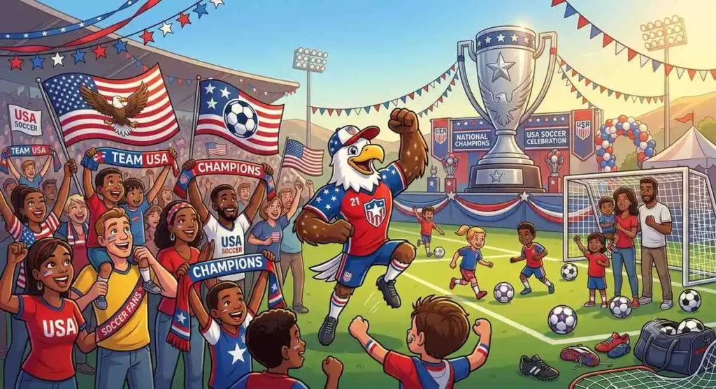 American soccer fans celebrating.