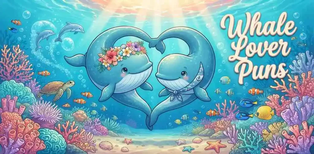 Cute whales swimming together
