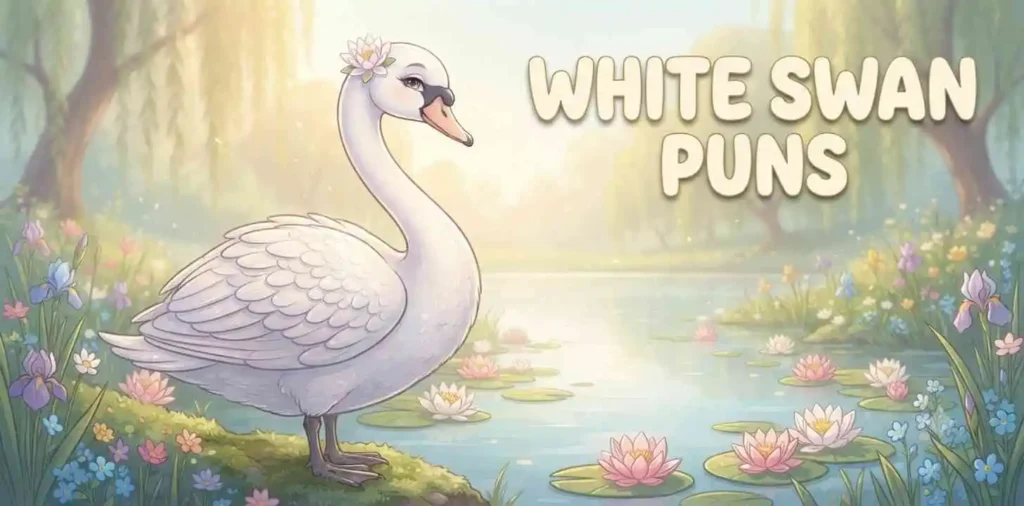 White swan near flowers