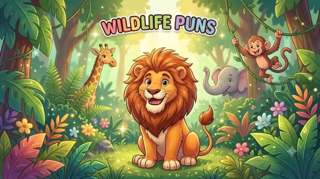 Colorful jungle wildlife animals
