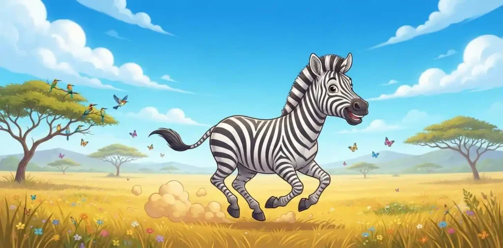 Playful zebra in grassland