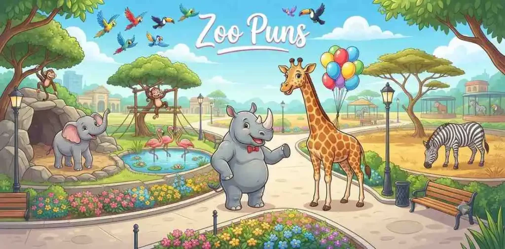 Happy zoo animal friends